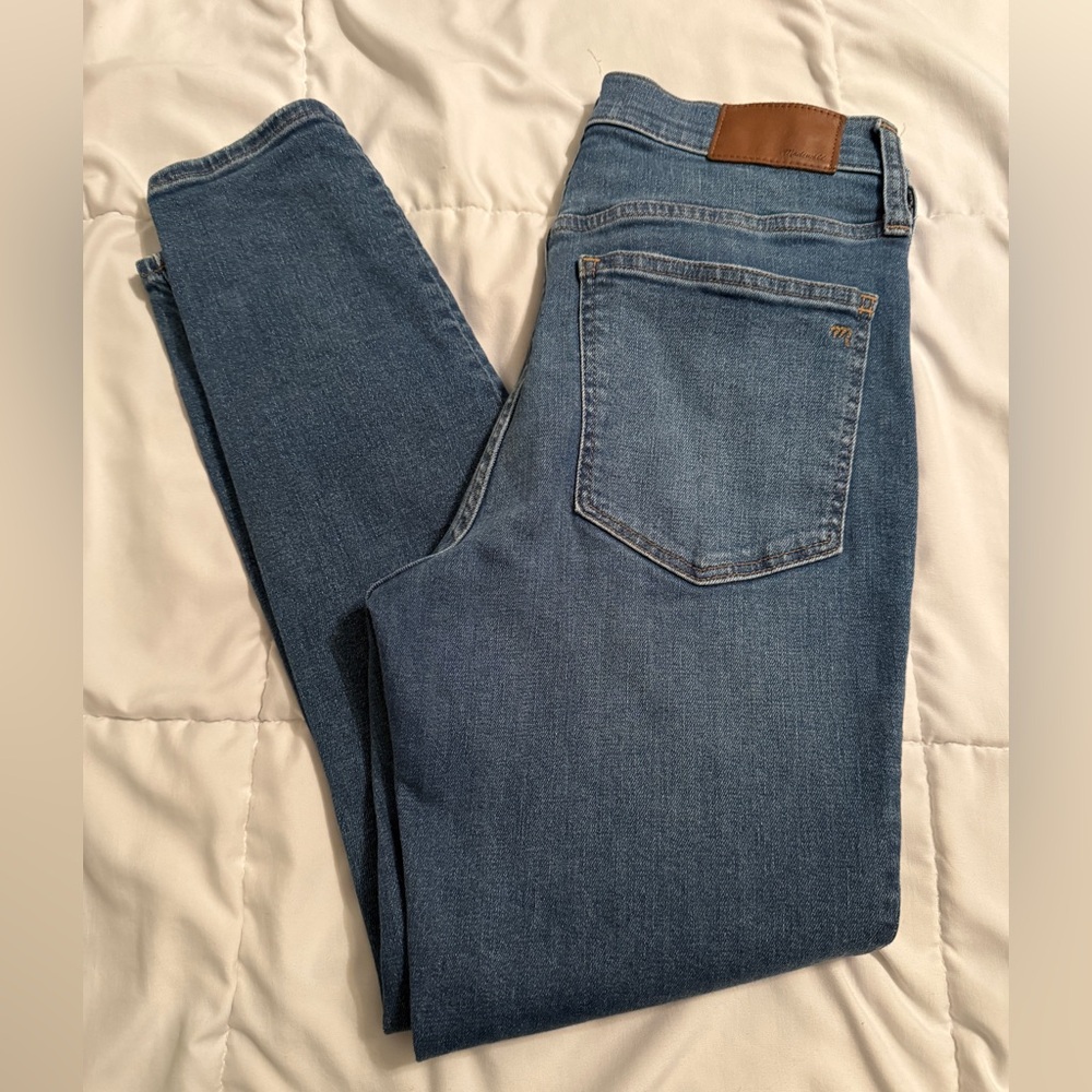 Madewell Womens 9” Skinny Mid-Rise Button Fly Blue Jeans Size 28P Petite Denim